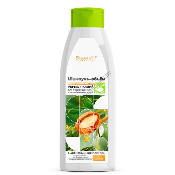 Shampoo-volume for damaged and weakened hair with argan oil and keratin from Belita-M