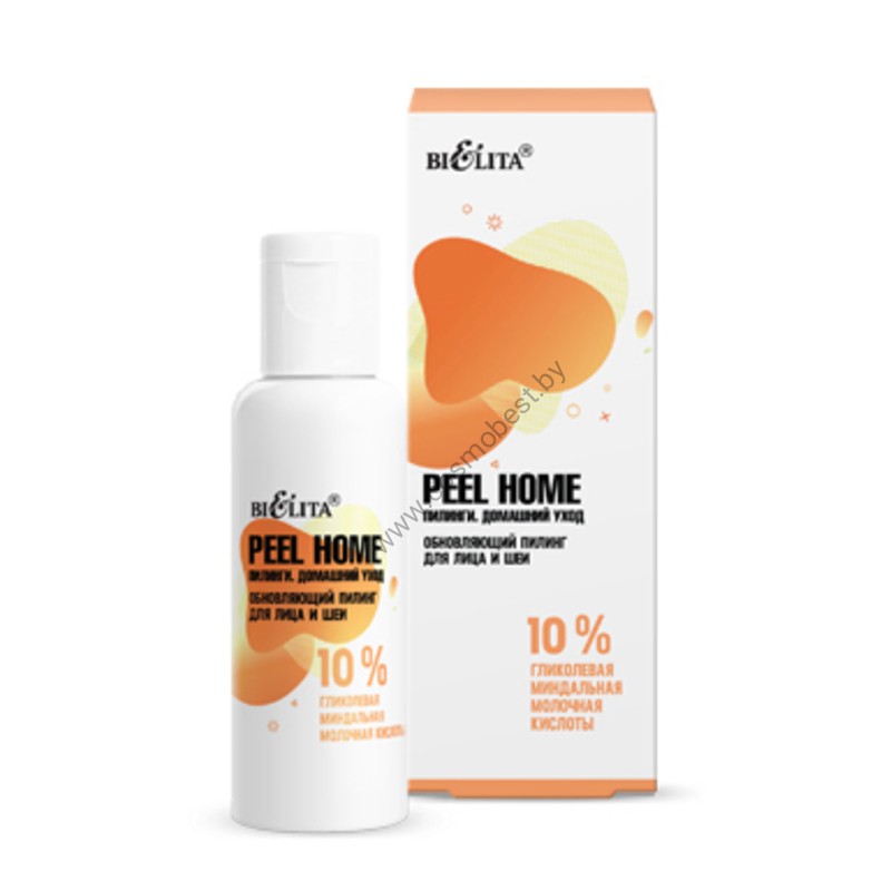 Обновляющий пилинг для лица и шеи «10% гликолевая, миндальная, молочная кислоты» Peel Home от Белита-М