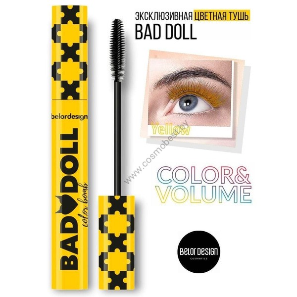 Mascara Bad Doll color voluminous Yellow from Belor Design