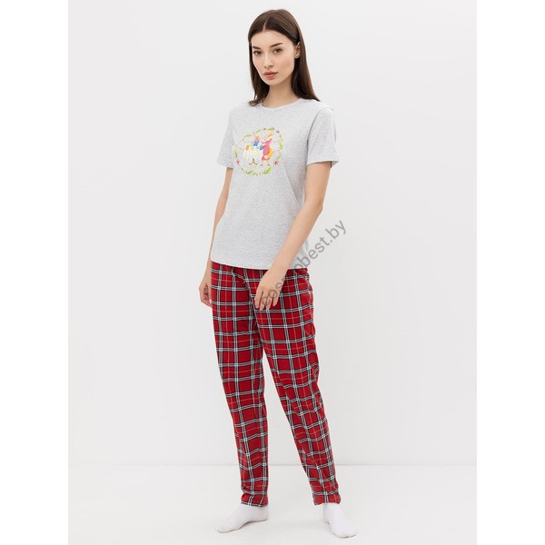Pajamas Gray melange and red check 592369 from Mark Formelle