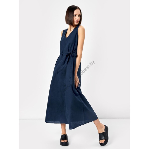 Sundress Dark blue made of natural linen and cotton 152445 from Mark Formelle