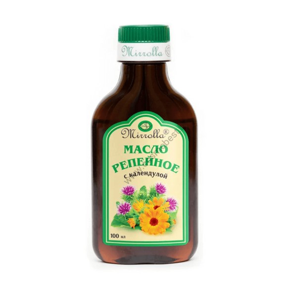 Burdock oil with Calendula for nourishing and restoring hair from Mirrolla