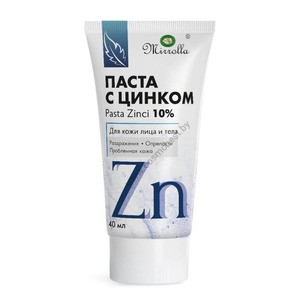 Zinc paste for acne, pimples, diaper rash for the face and body from Mirrolla