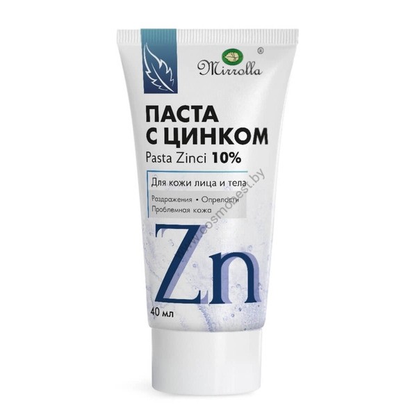 Zinc paste for acne, pimples, diaper rash for the face and body from Mirrolla