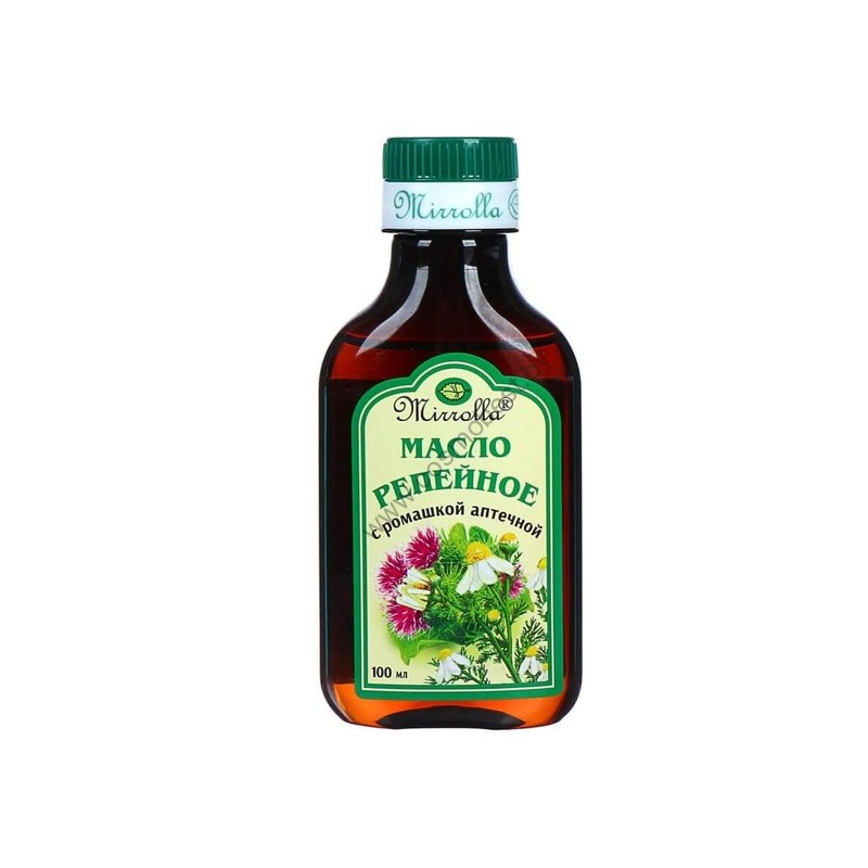 Репейное масло с ромашкой аптечной для питания и роста волос от Mirrolla