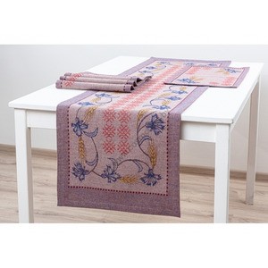 Linen table set Dozhinki Tablecloth 45x150 + 4 Napkins 30x48