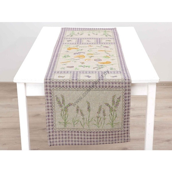 23С53 Lavender Linen table set Tablecloth-runner 45x150 + 4 Napkins 30x48