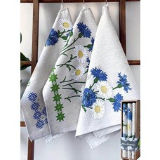 Set of kitchen linen towels 3 pcs 46x60 Cornflowers