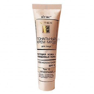 Foundation MUSSE CREAM for the face MATT SKIN + INVISIBLE Pores WITH EGG collagen SPF15 tone 12 from Vitex