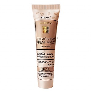 Foundation MUSSE CREAM for the face MATTE SKIN + INVISIBLE Pores WITH EGG collagen SPF15 tone 13 from Vitex