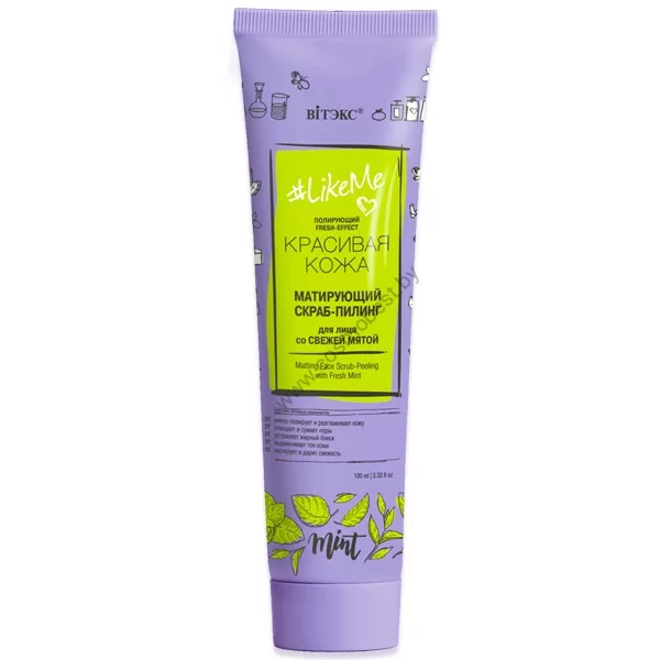 Mattifying face scrub with fresh mint Like me by Vitex
